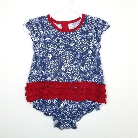 Burt's Bees Baby Flower Ruffle Romper Onepiece 6-9m - Picture 1 of 4